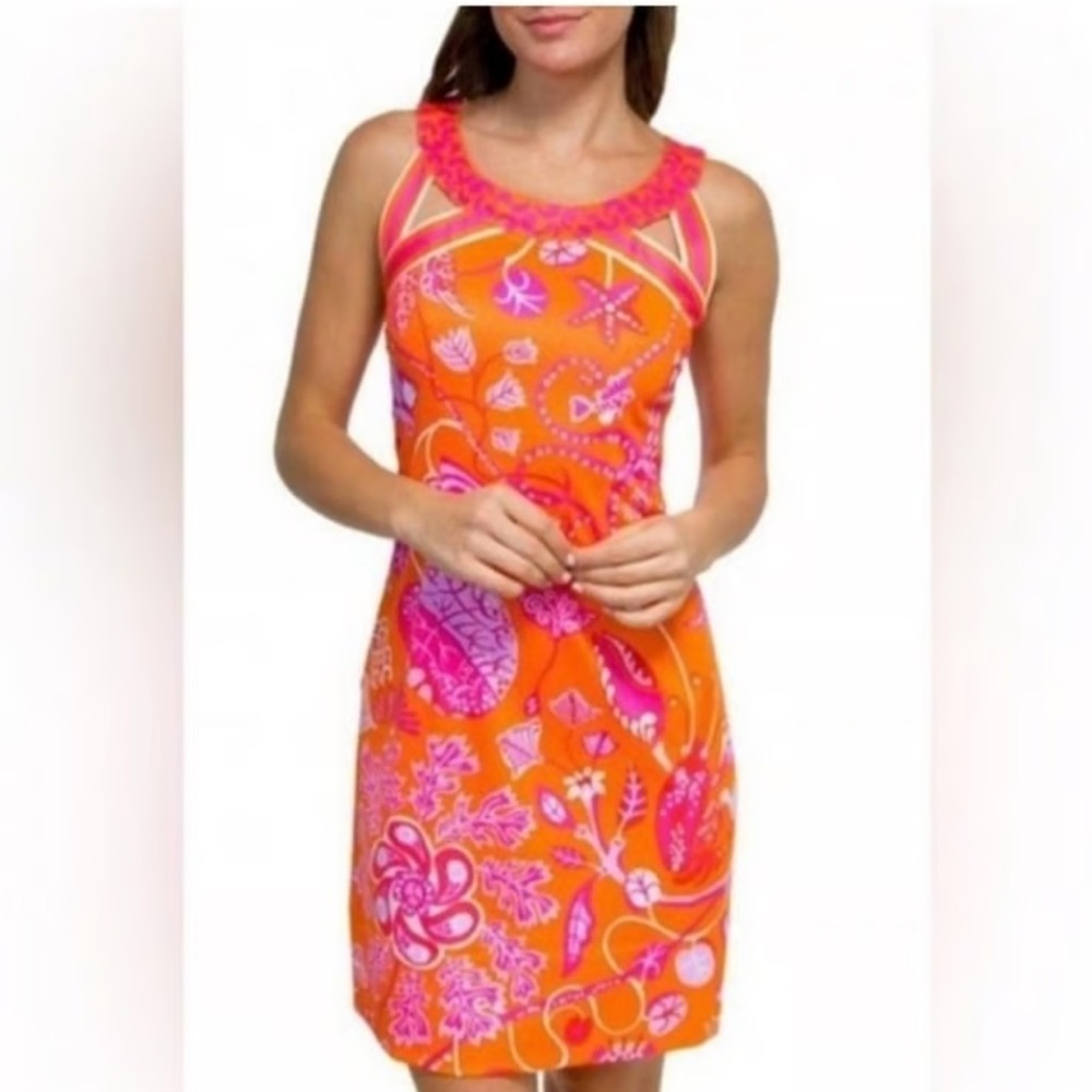 Gretchen Scott Isosceles Sea of Love Orange Dress Size XXL Goddess